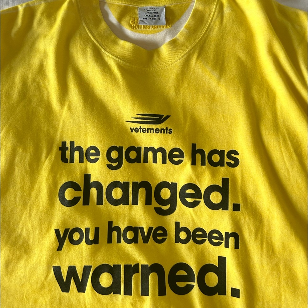 Vetements Woman’s “The Game has Changed” Yellow T-Shirt